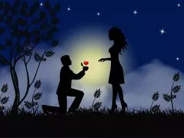 Ein Mann schenkt einer Frau ein Herz im Mondschein. Noch wissen beide nicht, ob sich eine toxische Beziehung daraus entwickelt.